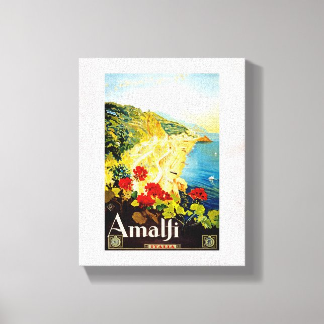 Amalfi Kusten, Italien Vintage resor Annons Canvastryck (Framsida)