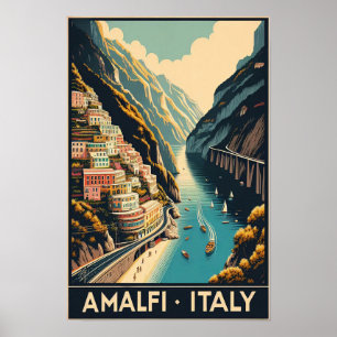 Amalfi Kusten Italien Vintage resor Poster