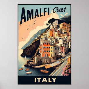 Amalfi Kusten Italien Vintage resor Poster