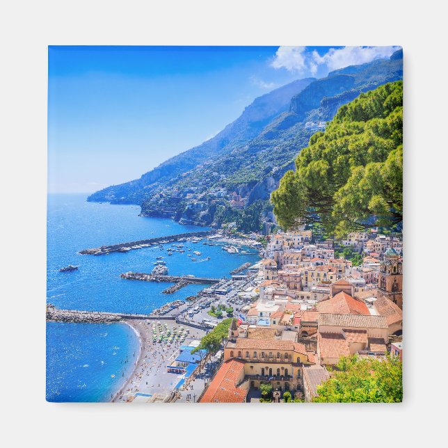 Amalfi Kusten, Italien. Visa Amalfi-staden. Magnet (Framsidan)