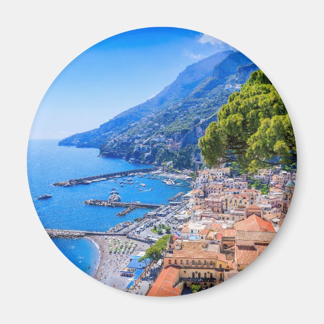 Amalfi Kusten, Italien. Visa Amalfi-staden. Magnet (Framsidan)
