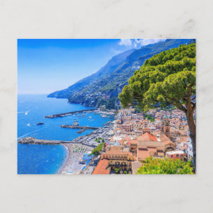 Amalfi Kusten, Italien. Visa Amalfi-staden. Vykort