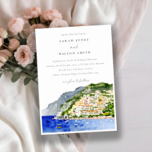 Amalfi Kusten Italien Watercolor liggande Bröllop
