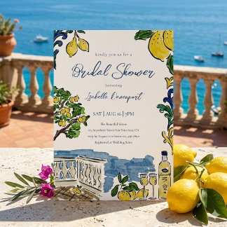 Amalfi-kusten italiensk citron bröllopsfestinladan inbjudningar