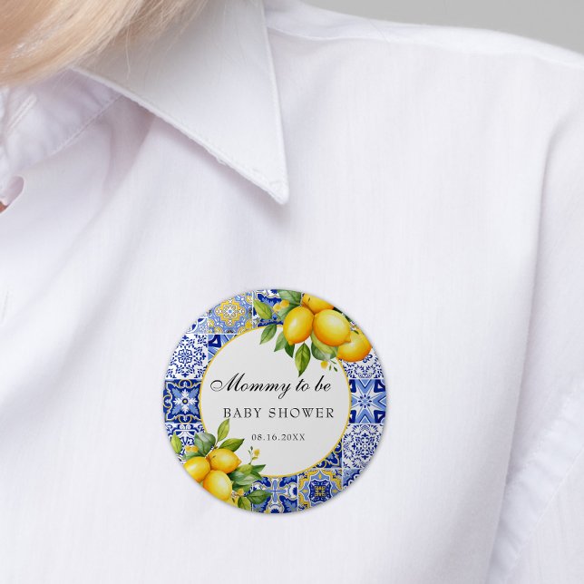 Amalfi Kusten italiensk citrus Lemon Baby Shower Knapp (Skapare uppladdad)