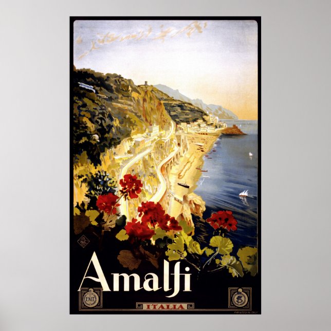 Amalfi Kusten italiensk resebyrå 1910-1920 Poster (Framsidan)