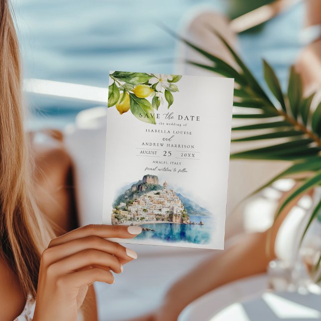 Amalfi Kusten Italienska Bröllop spara datum Inbjudningar (Skapare uppladdad)