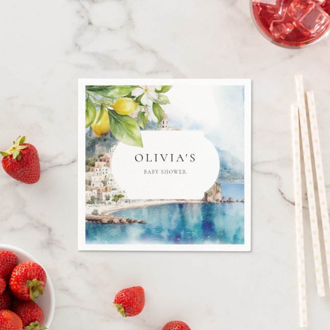 Amalfi Kusten Italienska Lemon Mediterranean Party Pappersservett (Insitu)