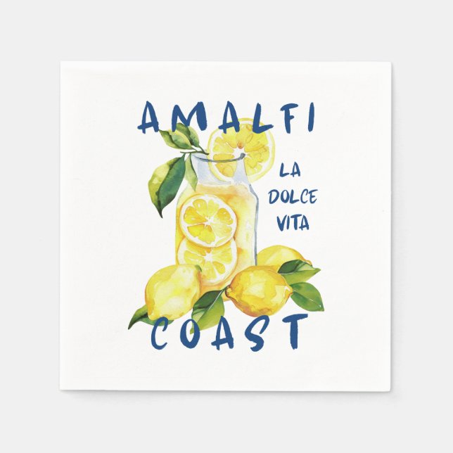 Amalfi Kusten - La Dolce Vita Limoncello Pappersservett (Framsidan)