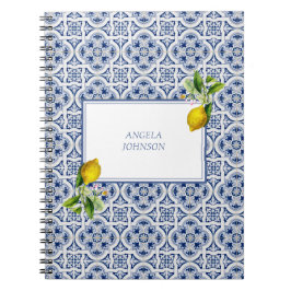 Amalfi Kusten Lemon Blue Tiles Italien Anteckningsbok