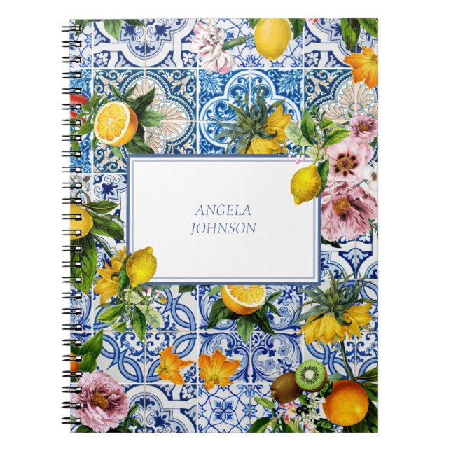 Amalfi Kusten Lemon Bouquet Tiles Italien Anteckningsbok (Framsidan)