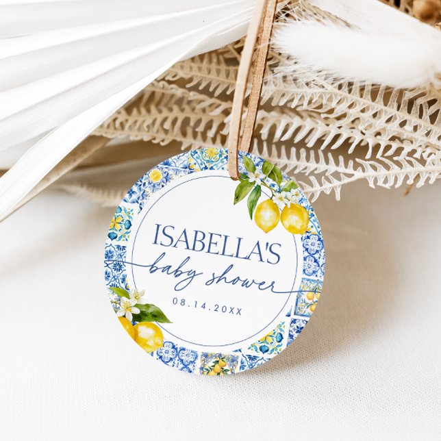 Amalfi Kusten Lemon Mediterranean Baby Shower Gåvor Etiketter (Skapare uppladdad)