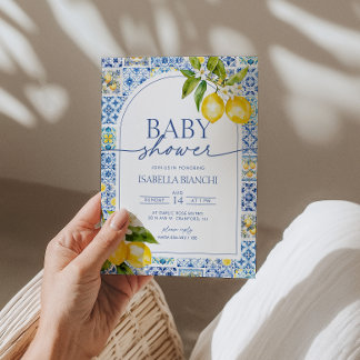 Amalfi Kusten Lemon Mediterranean Baby Shower Inbjudningar