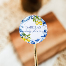 Amalfi Kusten Lemon Mediterranean Baby Shower Runt Klistermärke
