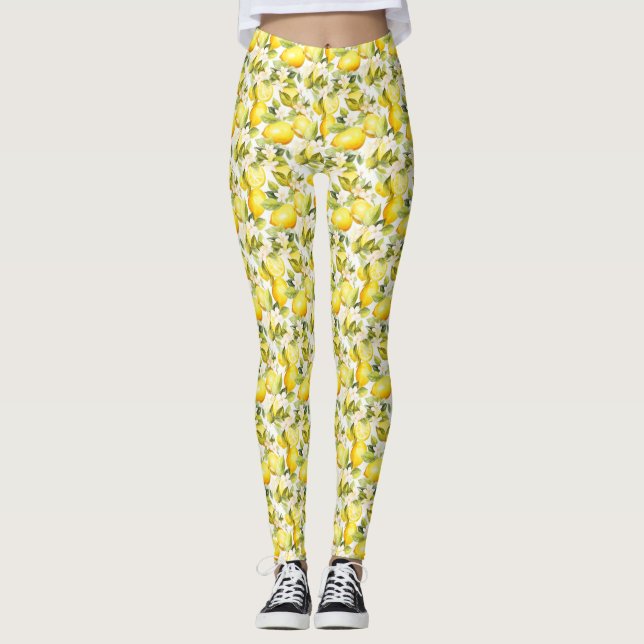 Amalfi Kusten Lemon Mönster Leggings (Framsida)