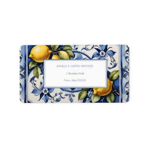Amalfi Kusten Lemon Tiles Italien Personlig namn Adressetikett