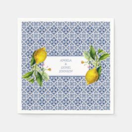Amalfi Kusten Lemon Tiles Italien Personlig namn Pappersservett