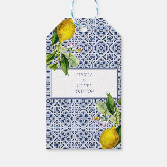 Amalfi Kusten Lemon Tiles Italien Personlig namn Presentetikett (Framsidan)