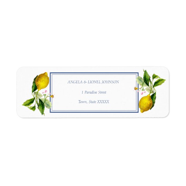 Amalfi Kusten Lemon Tiles Italien Personlig namn Returadress Etikett (Framsidan)