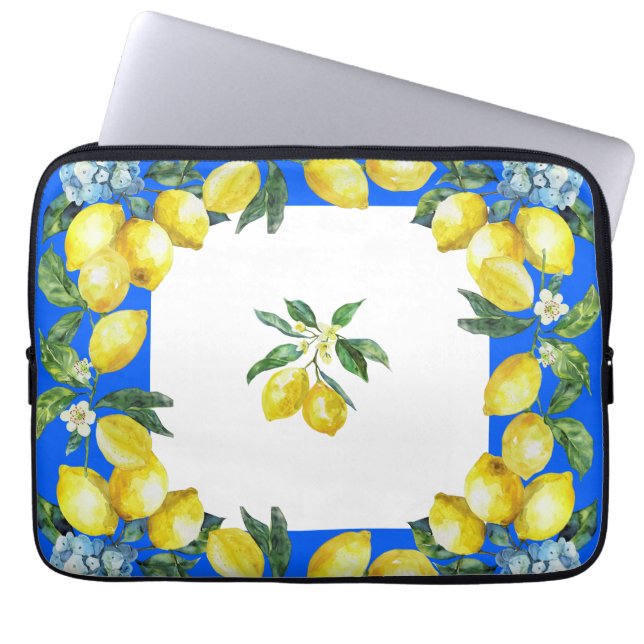 Amalfi Kusten Lemons Ocean Blue Laptop Fodral (Framsidan)