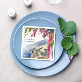 Amalfi kusten Mediterranean monogram tryckt Pappersservett