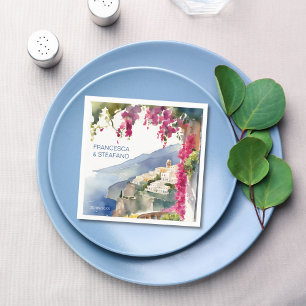 Amalfi kusten Mediterranean monogram tryckt Pappersservett