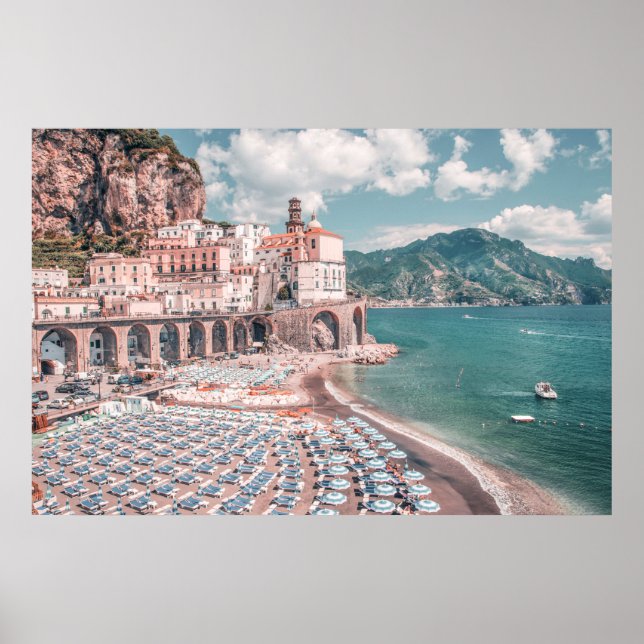 Amalfi Kusten Pastel Photography Print Poster (Framsidan)