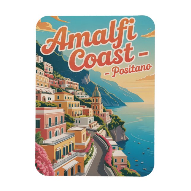 Amalfi Kusten Positano Vintage Magnet (Vertikal)