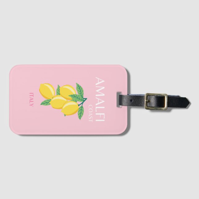 Amalfi Kusten, Preppy Art, Rosa, Travel Bagagebricka (Framsida horisontal)