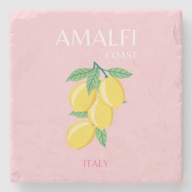 Amalfi Kusten, Preppy Art, Rosa, Travel Stenunderlägg (Framsidan)