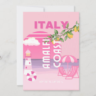 Amalfi Kusten, Preppy Travel, Rosa Julkort