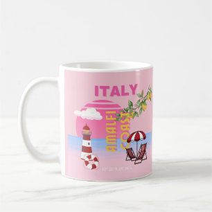 Amalfi Kusten, Preppy Travel, Rosa Kaffemugg