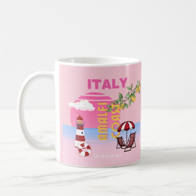 Amalfi Kusten, Preppy Travel, Rosa Kaffemugg (Vänster)