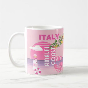 Amalfi Kusten, Preppy Travel, Rosa Kaffemugg