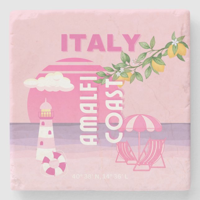Amalfi Kusten, Preppy Travel, Rosa Stenunderlägg (Framsidan)