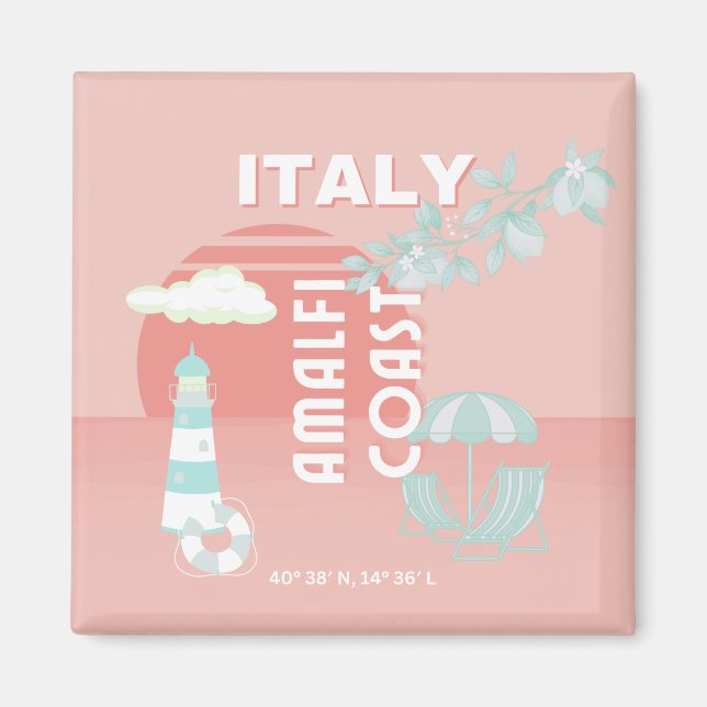 Amalfi-kusten, Reskonst, Pastell Magnet (Framsidan)
