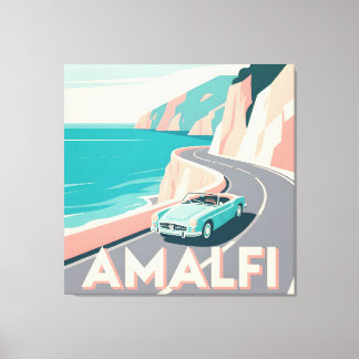 Amalfi Kusten Retro Travel : Vector Art Square Canvastryck