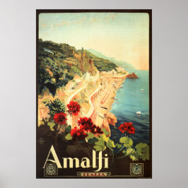 AMALFI KUSTEN SALERNO ITALIEN Vintage Italy Travel Poster