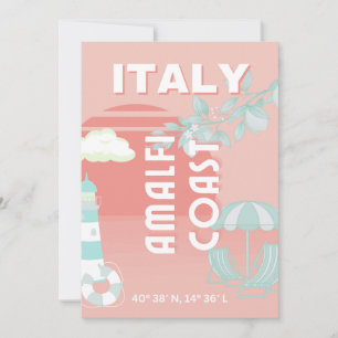 Amalfi Kusten, Travel Art, Pastel Julkort