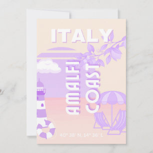 Amalfi Kusten, Travel Art, Preppy Travel, Pastel Julkort
