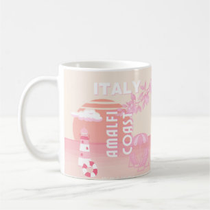 Amalfi Kusten, Travel Art, Preppy Travel, Pastel Kaffemugg