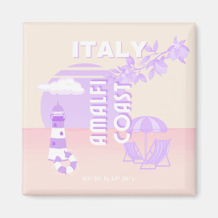Amalfi Kusten, Travel Art, Preppy Travel, Pastel Magnet