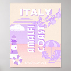 Amalfi Kusten, Travel Art, Preppy Travel, Pastel Poster