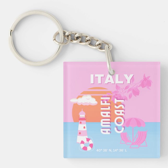 Amalfi Kusten Travel Art, Preppy Travel, Rosa (Framsidan)