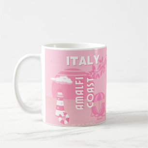 Amalfi Kusten, Travel Art, Rosa Kaffemugg