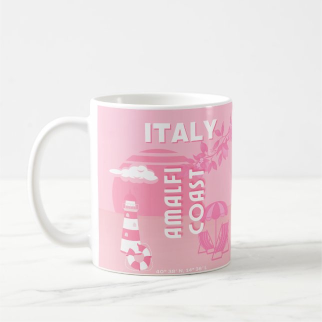Amalfi Kusten, Travel Art, Rosa Kaffemugg (Vänster)