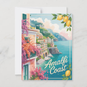 Amalfi Kusten, vattenfärg Vykort