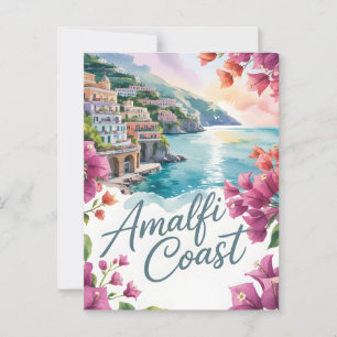 Amalfi Kusten, vattenfärg Vykort