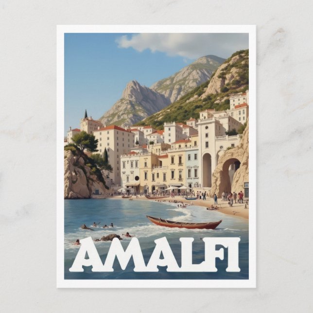 Amalfi Kusten Vintage Italien Travel Vykort (Framsida)