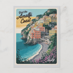 Amalfi Kusten Vintage Italien Travel Vykort